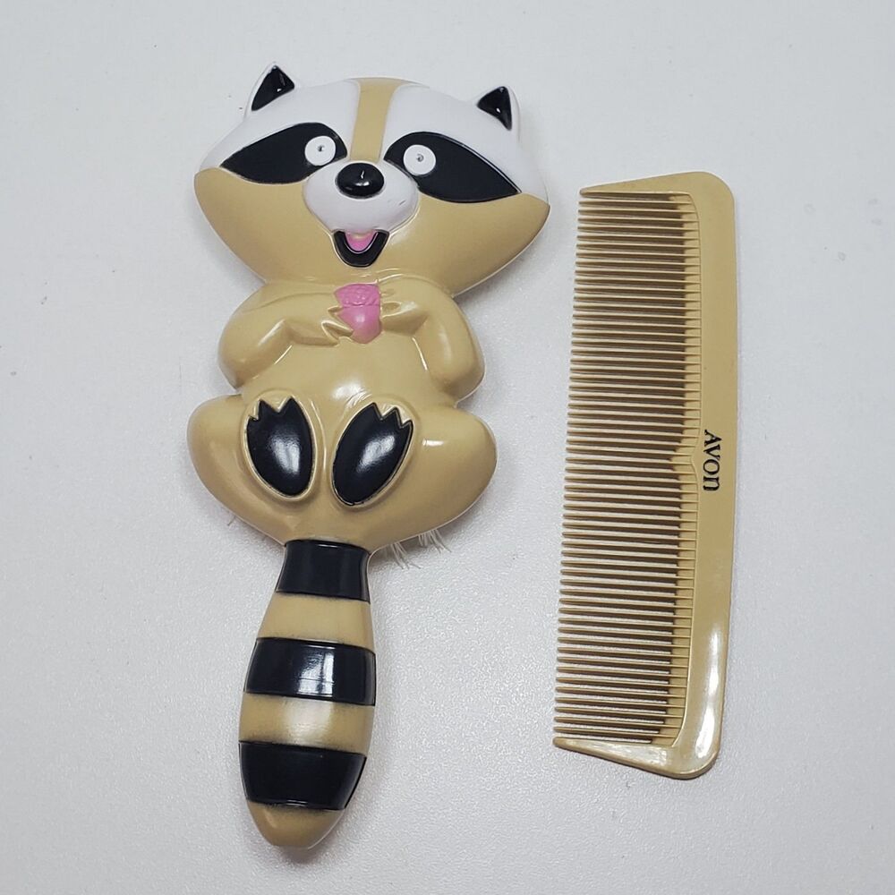 Vintage Avon 1970s Brush Comb Set Reggie Raccoon Collectible Vanity item